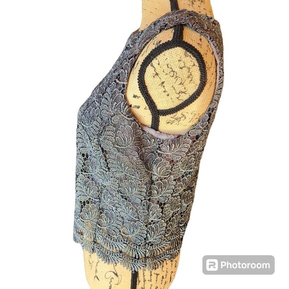 Talbots Lace Blouse Womens SZ 6 Fairy Whimsygoth Formal Holiday Glam Scalloped - Picture 5 of 5